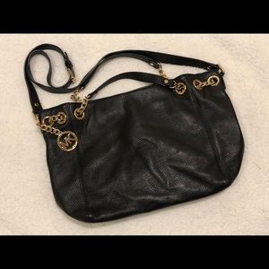Michael Kors black pebble satchel hobo crossbody